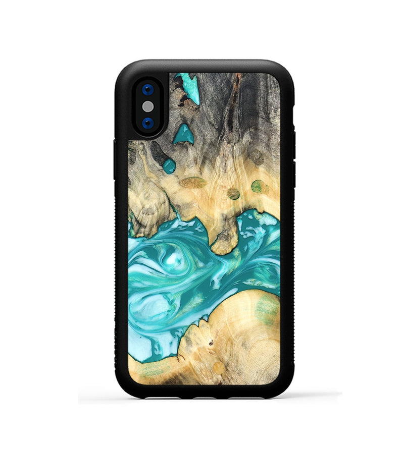 iPhone Xs Wood Phone Case - Hilary (Green, 821818)