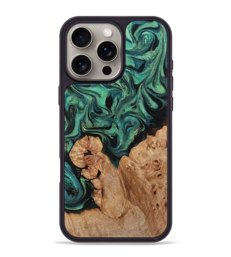 iPhone 16 Pro Max Wood Phone Case - Cliff (Green, 821819)