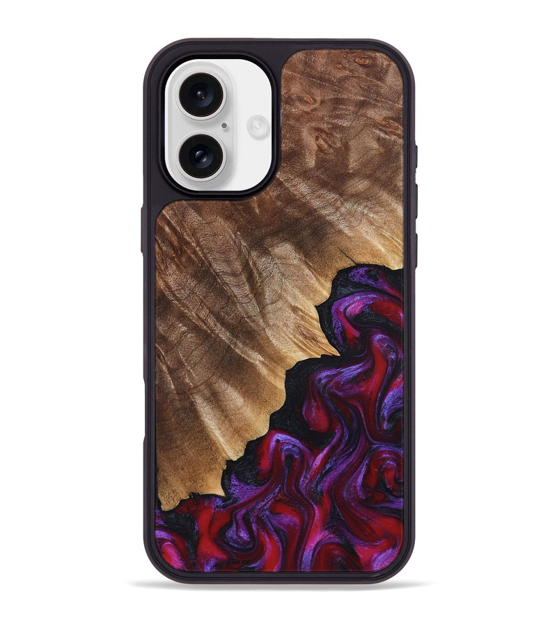 iPhone 16 Plus Wood Phone Case - Jordin (Red, 821823)
