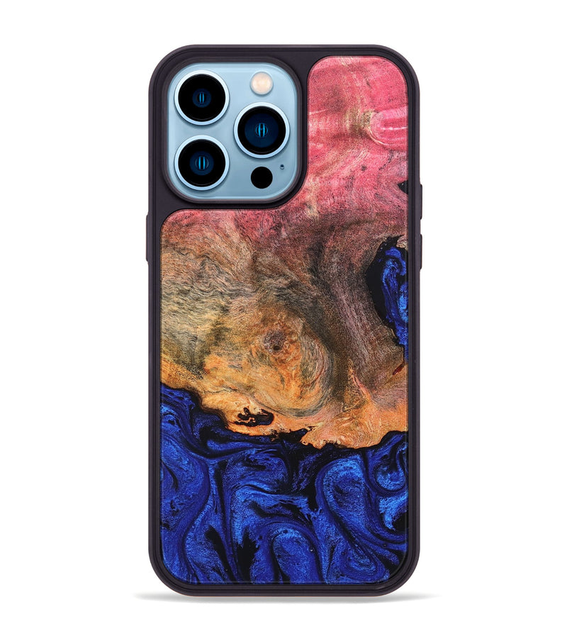 iPhone 14 Pro Max Wood Phone Case - Aliza (Blue, 821847)