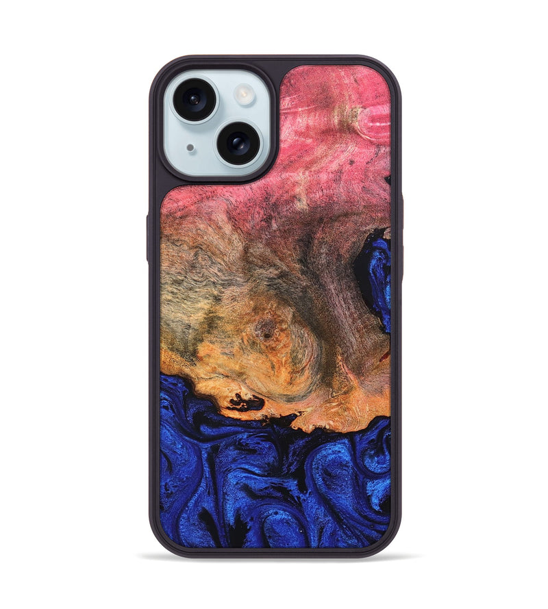 iPhone 15 Wood Phone Case - Aliza (Blue, 821847)
