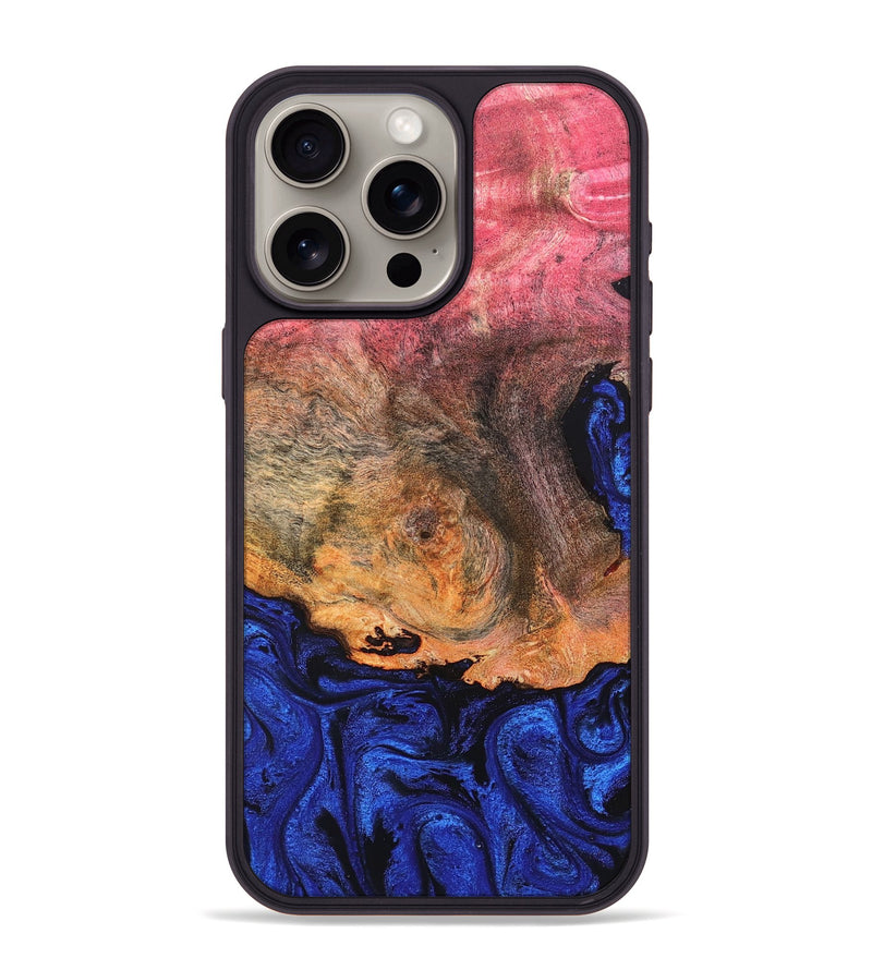 iPhone 15 Pro Max Wood Phone Case - Aliza (Blue, 821847)