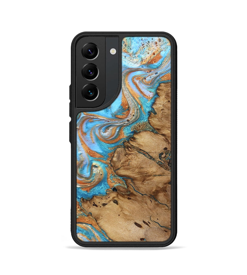 Galaxy S22 Wood Phone Case - Daisie (Teal & Gold, 821851)