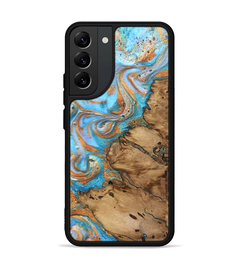 Galaxy S22 Plus Wood Phone Case - Daisie (Teal & Gold, 821851)