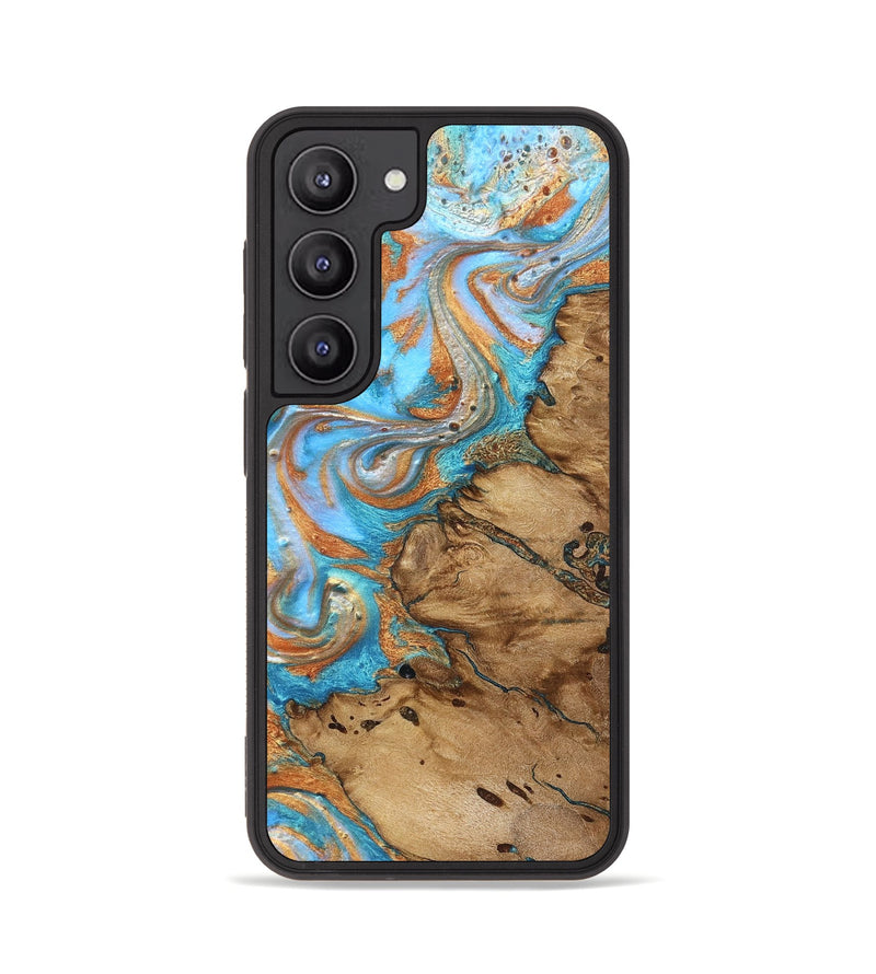 Galaxy S23 Wood Phone Case - Daisie (Teal & Gold, 821851)