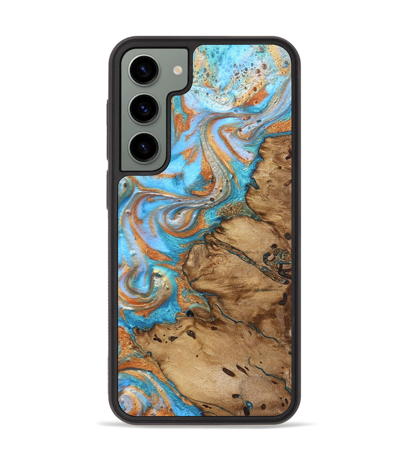 Galaxy S23 Plus Wood Phone Case - Daisie (Teal & Gold, 821851)