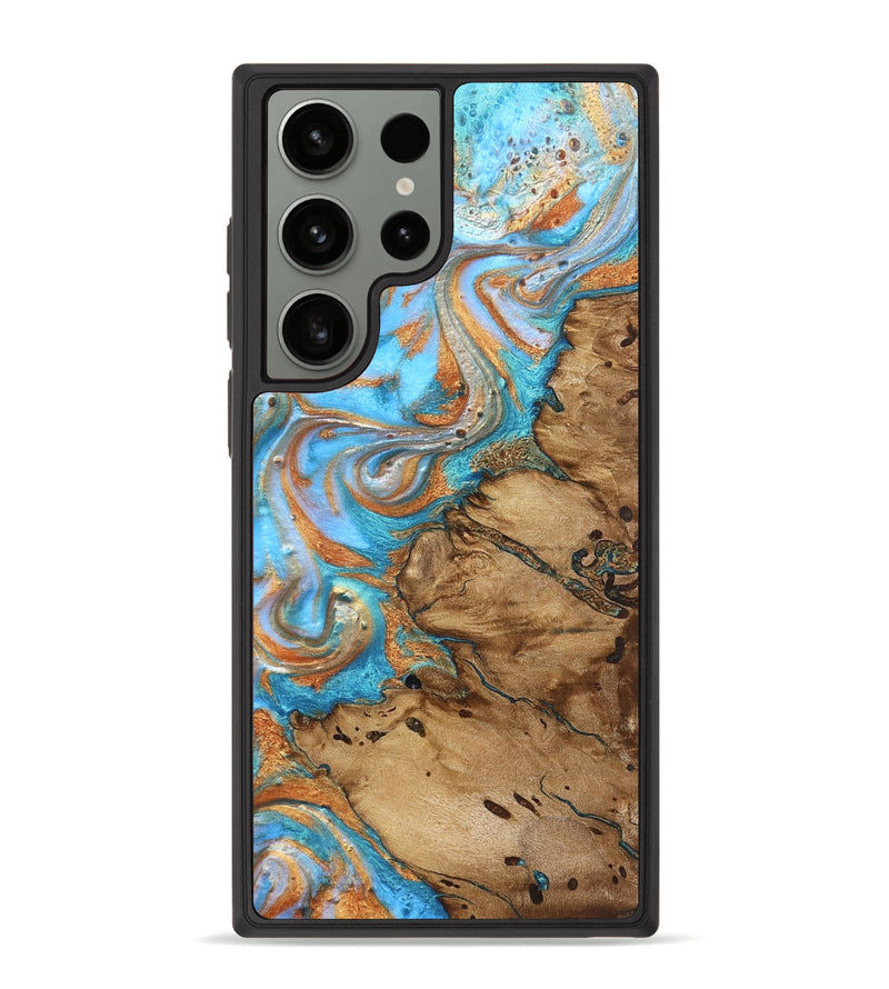 Galaxy S23 Ultra Wood Phone Case - Daisie (Teal & Gold, 821851)