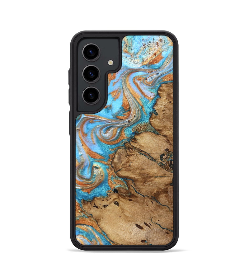 Galaxy S24 Wood Phone Case - Daisie (Teal & Gold, 821851)