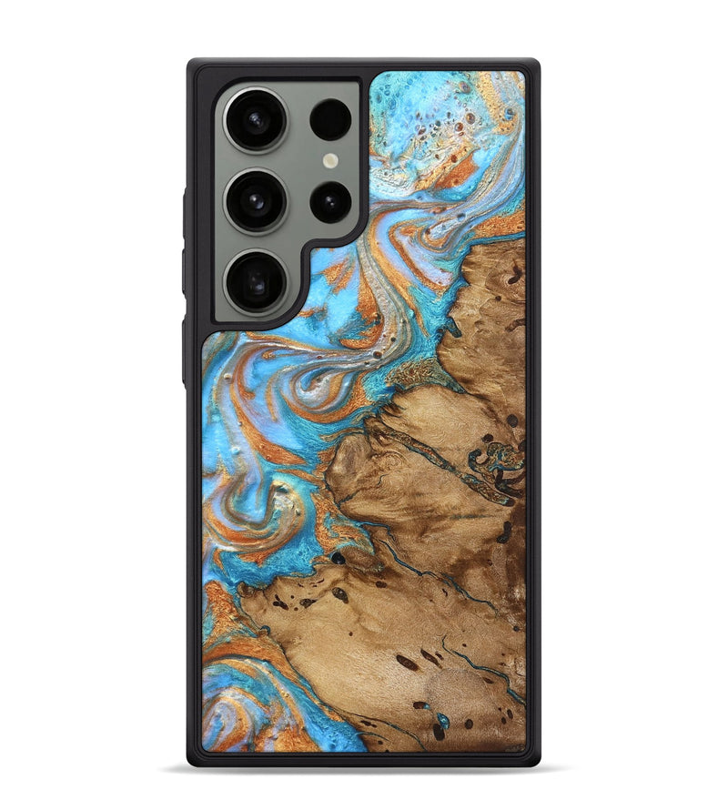 Galaxy S24 Ultra Wood Phone Case - Daisie (Teal & Gold, 821851)