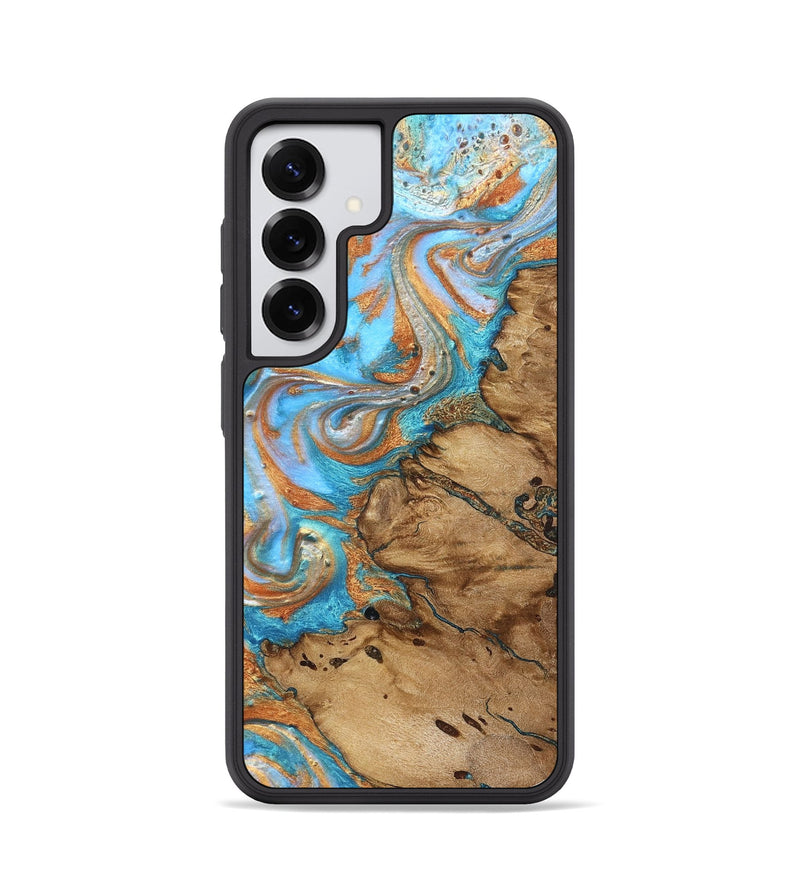 Galaxy S25 Wood Phone Case - Daisie (Teal & Gold, 821851)