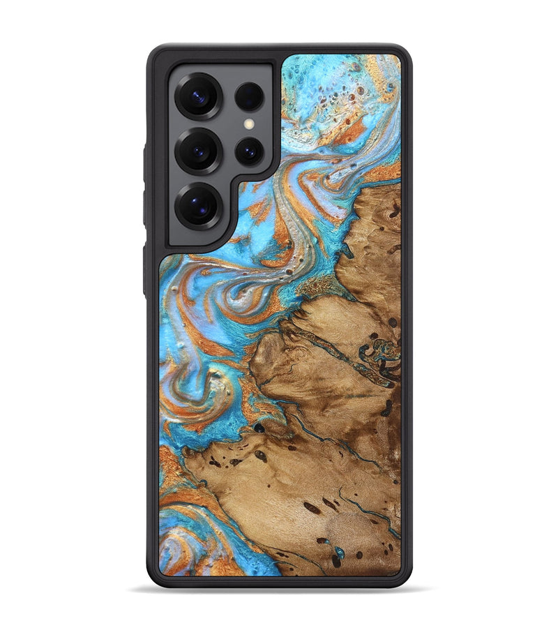 Galaxy S25 Ultra Wood Phone Case - Daisie (Teal & Gold, 821851)