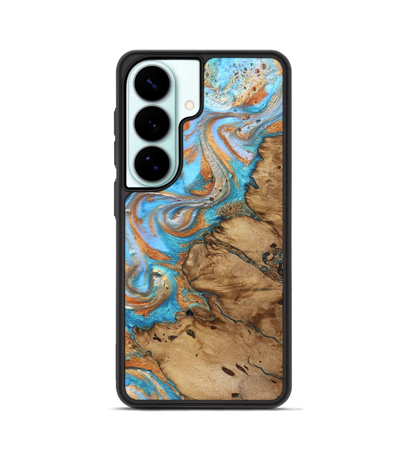 Galaxy S26 Wood Phone Case - Daisie (Teal & Gold, 821851)
