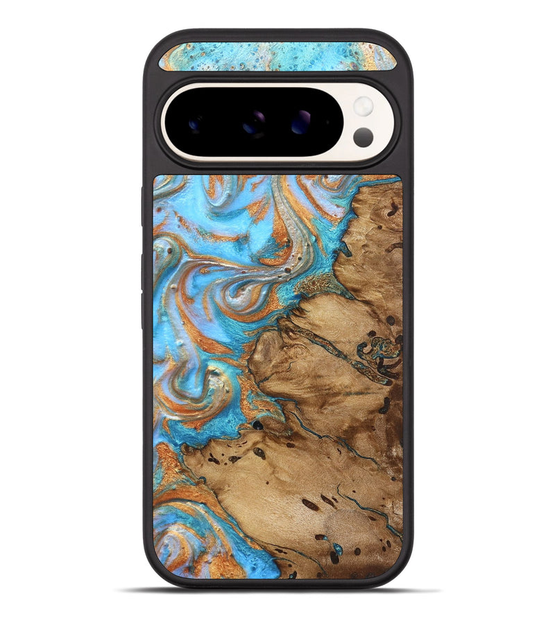 Pixel 10 Pro XL Wood Phone Case - Daisie (Teal & Gold, 821851)