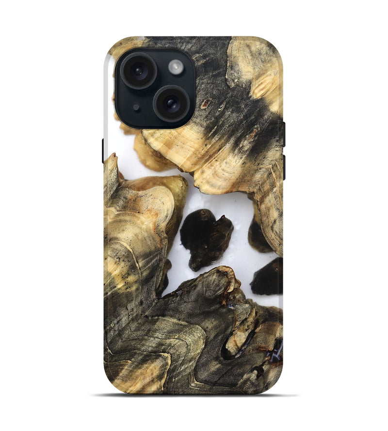 iPhone 15 Wood Live Edge Phone Case - Mila (Clear, 821907)