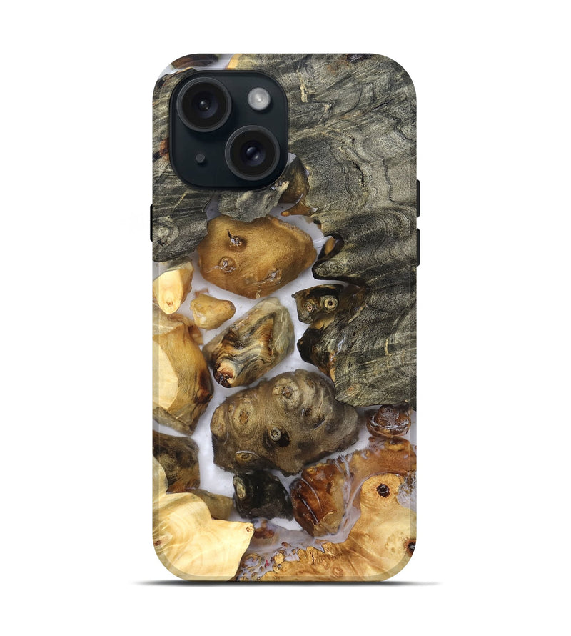 iPhone 15 Wood Live Edge Phone Case - Elenora (Clear, 821918)