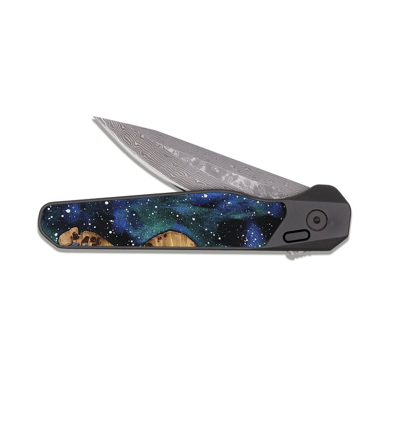 EDC Dark Damascus Wood Pocket Knife - Dee (Cosmos, 821959)