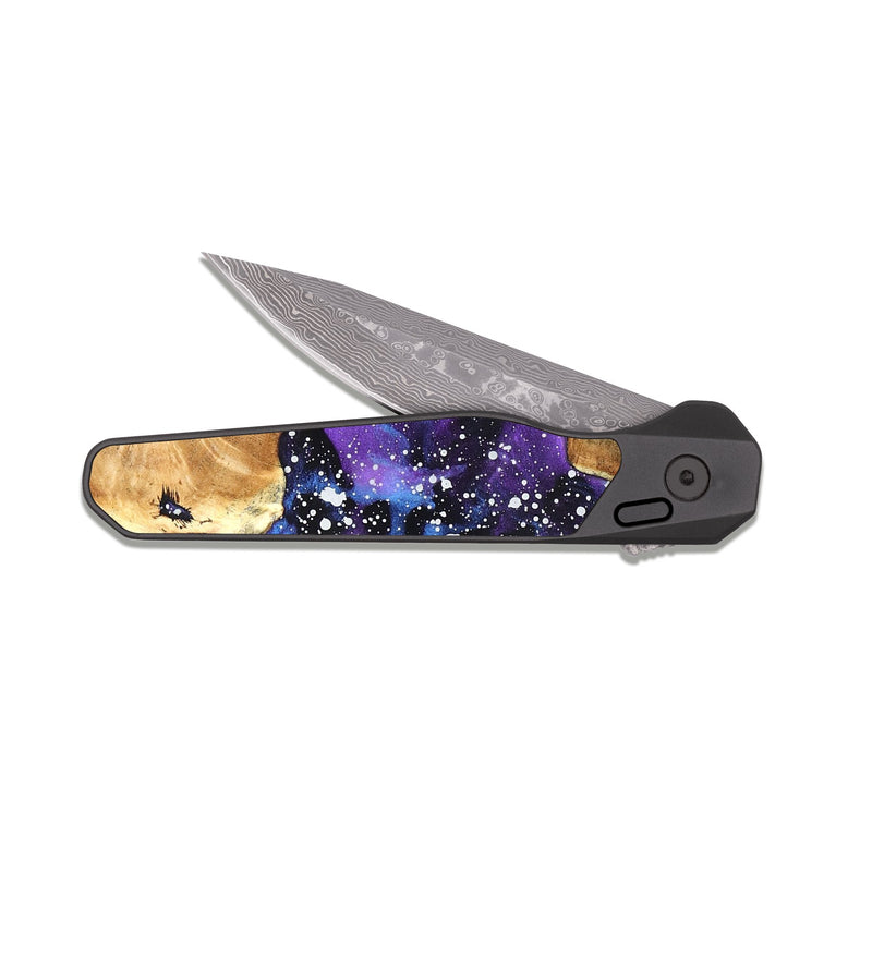 EDC Dark Damascus Wood Pocket Knife - Christi (Cosmos, 821960)