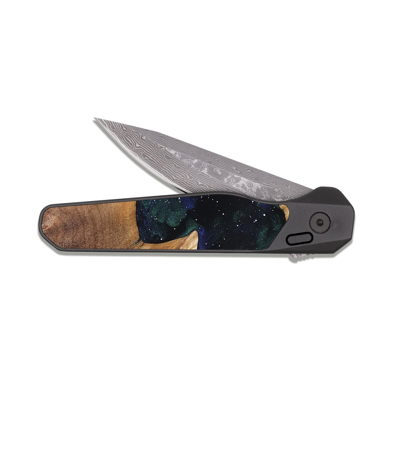 EDC Dark Damascus Wood Pocket Knife - Bobbye (Cosmos, 821964)