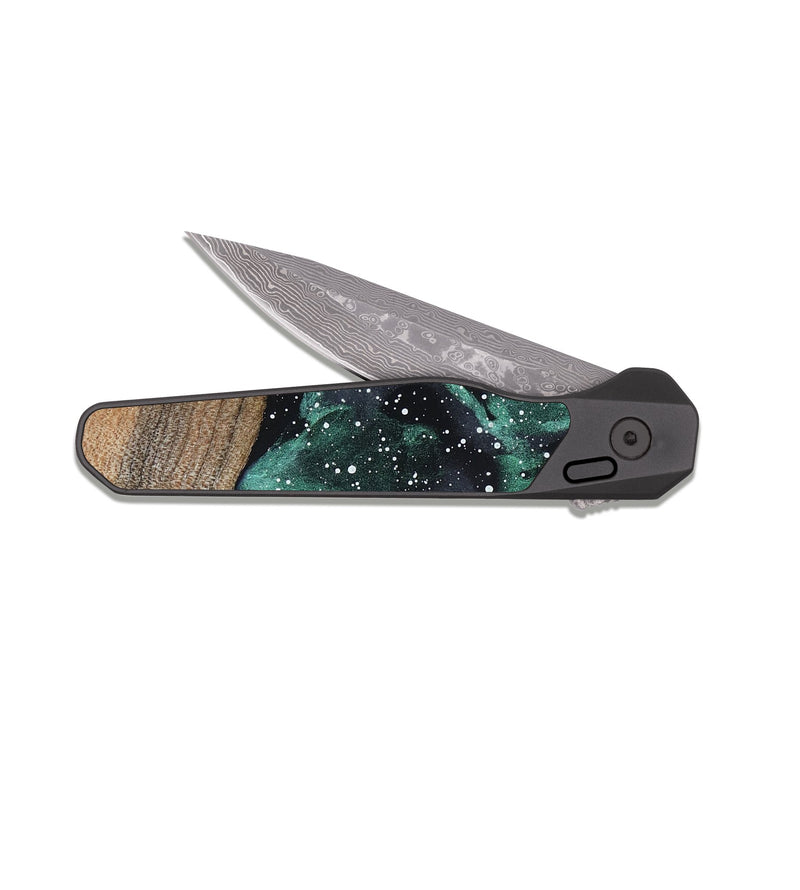 EDC Dark Damascus Wood Pocket Knife - Libbie (Cosmos, 821965)