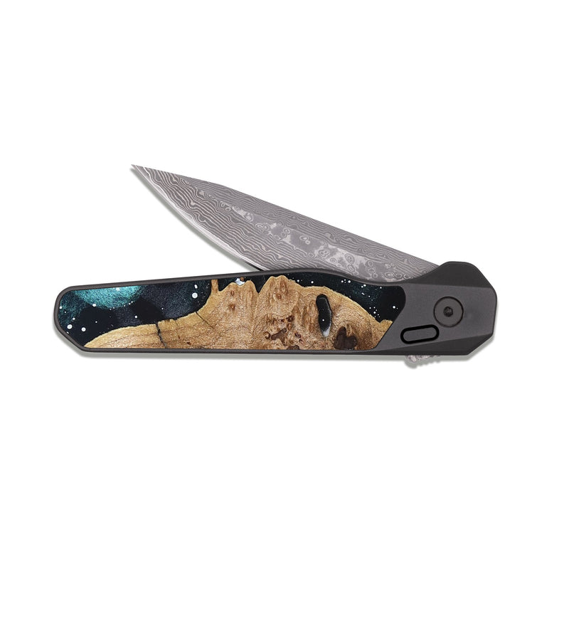 EDC Dark Damascus Wood Pocket Knife - Odessa (Cosmos, 821966)