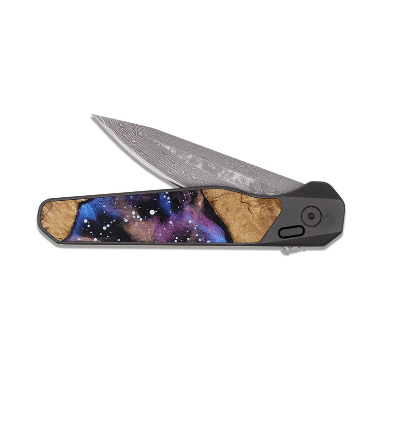 EDC Dark Damascus Wood Pocket Knife - Timothy (Cosmos, 821970)