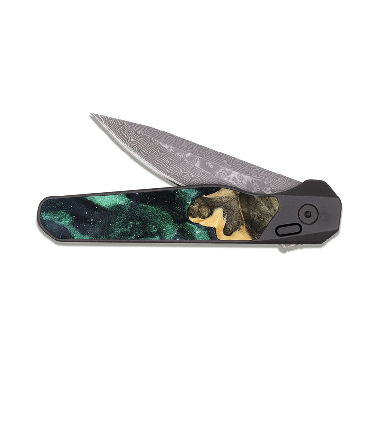 EDC Dark Damascus Wood Pocket Knife - Anissa (Cosmos, 821971)