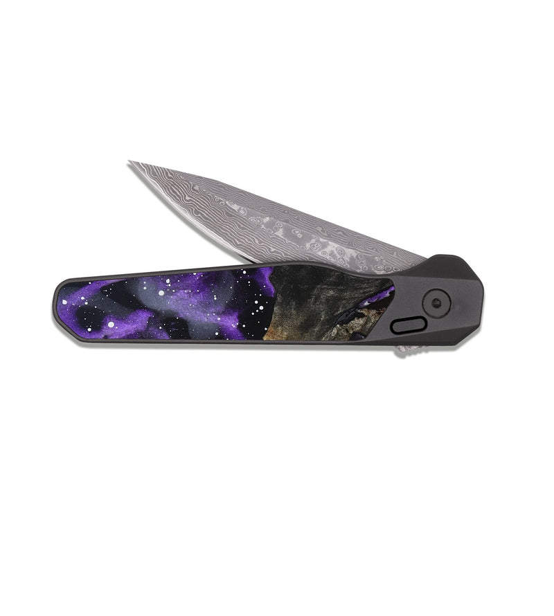 EDC Dark Damascus Wood Pocket Knife - Elodie (Cosmos, 821975)