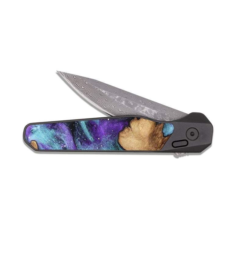 EDC Dark Damascus Wood Pocket Knife - Byron (Cosmos, 821976)