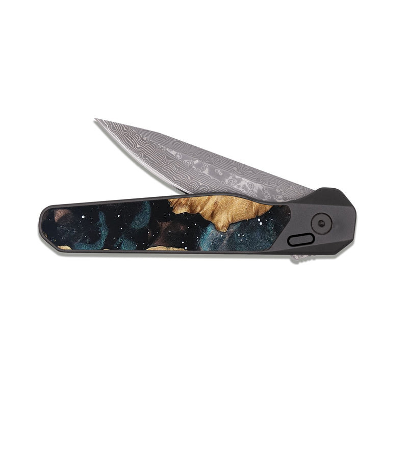 EDC Dark Damascus Wood Pocket Knife - Avayah (Cosmos, 821979)