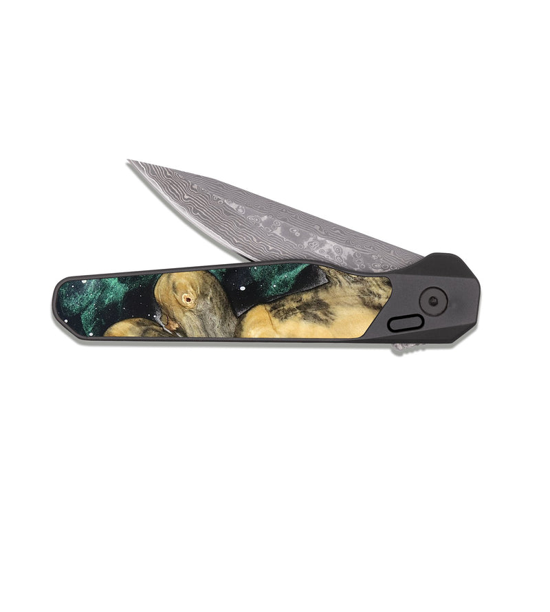 EDC Dark Damascus Wood Pocket Knife - Sawyer (Cosmos, 821983)