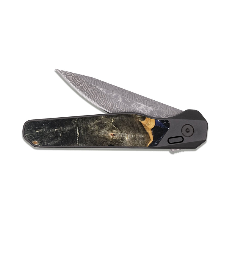 EDC Dark Damascus Wood Pocket Knife - Nyra (Cosmos, 821986)