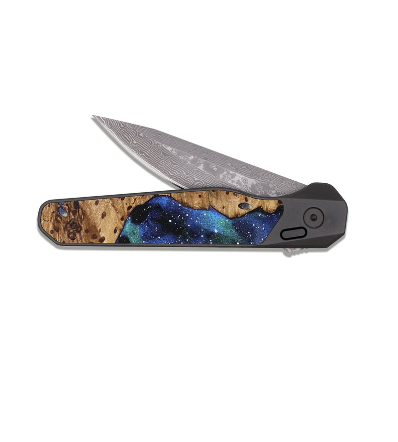 EDC Dark Damascus Wood Pocket Knife - Leota (Cosmos, 821987)