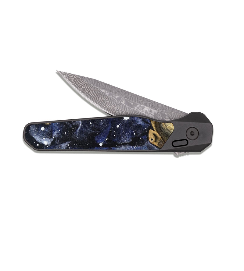 EDC Dark Damascus Wood Pocket Knife - Evander (Cosmos, 821989)