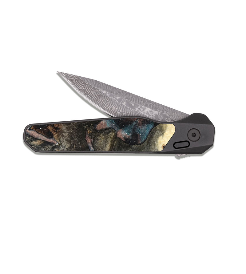 EDC Dark Damascus Wood Pocket Knife - Brenna (Cosmos, 821991)