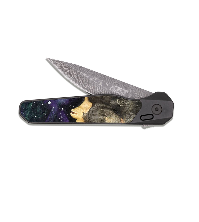 EDC Dark Damascus Wood Pocket Knife - Teena (Cosmos, 821994)