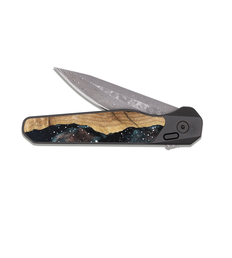 EDC Dark Damascus Wood Pocket Knife - Latonia (Cosmos, 821995)