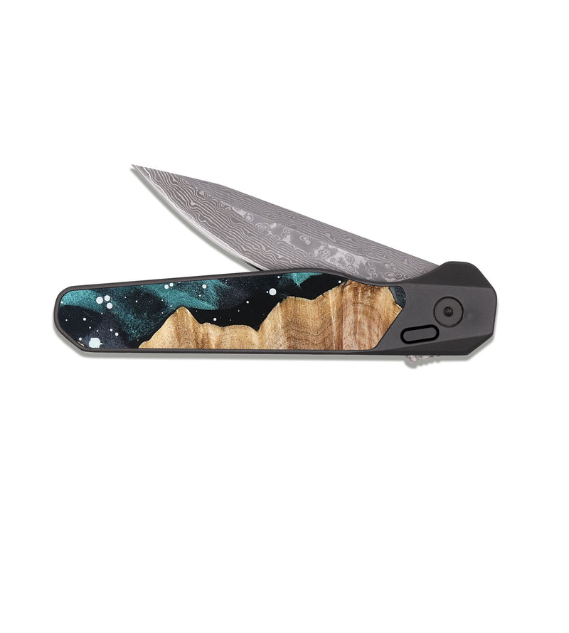 EDC Dark Damascus Wood Pocket Knife - Gia (Cosmos, 821998)