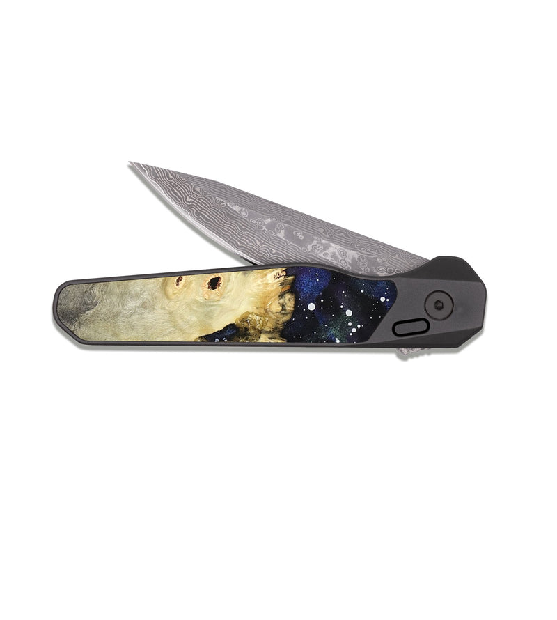 EDC Dark Damascus Wood Pocket Knife - Rowen (Cosmos, 822001)