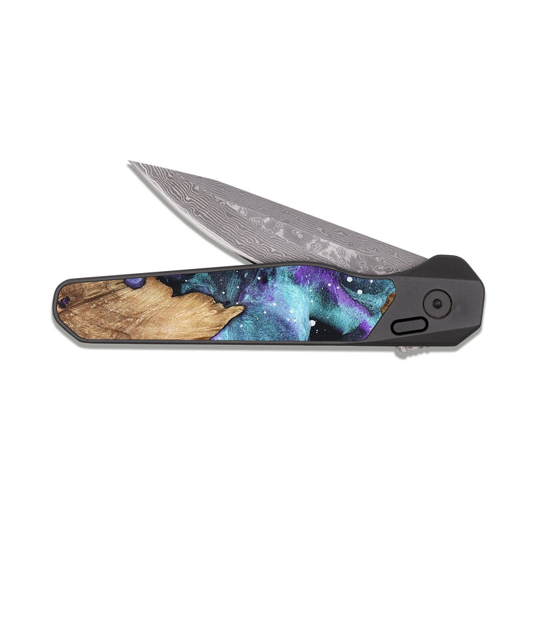 EDC Dark Damascus Wood Pocket Knife - Kaylie (Cosmos, 822007)
