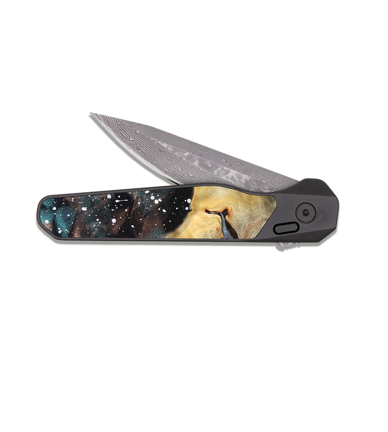 EDC Dark Damascus Wood Pocket Knife - Idris (Cosmos, 822008)