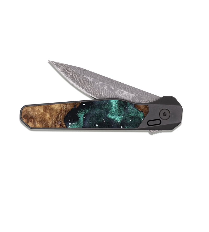 EDC Dark Damascus Wood Pocket Knife - Abe (Cosmos, 822010)