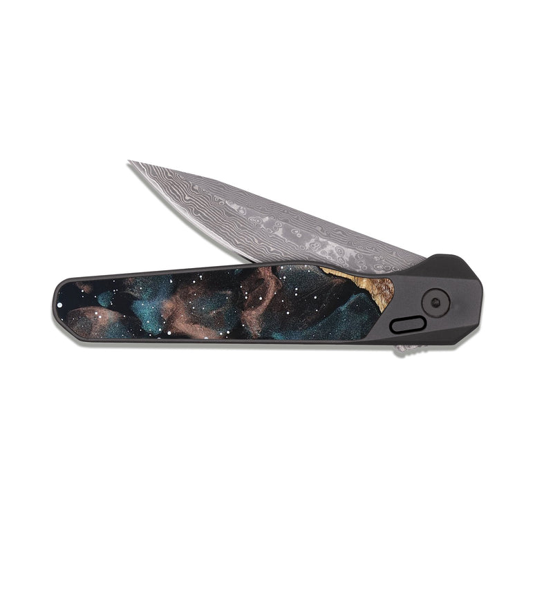 EDC Dark Damascus Wood Pocket Knife - Mario (Cosmos, 822012)