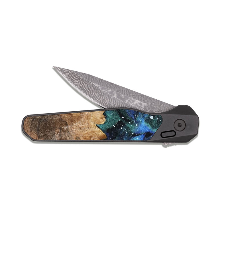EDC Dark Damascus Wood Pocket Knife - Sherita (Cosmos, 822013)