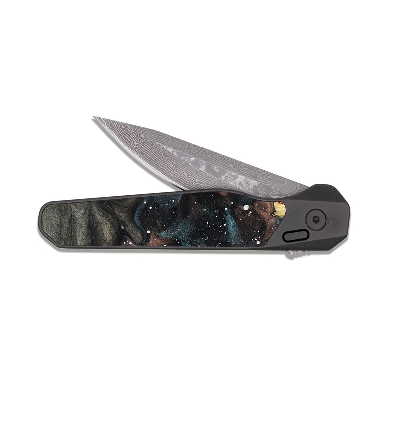 EDC Dark Damascus Wood Pocket Knife - Geo (Cosmos, 822018)