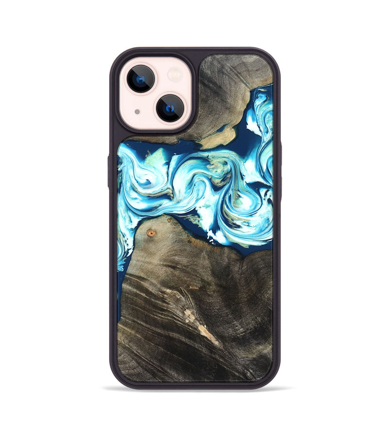 iPhone 14 Wood Phone Case - Tayler (Blue, 822026)