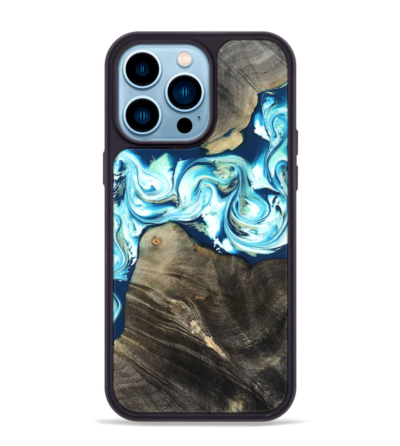 iPhone 14 Pro Max Wood Phone Case - Tayler (Blue, 822026)