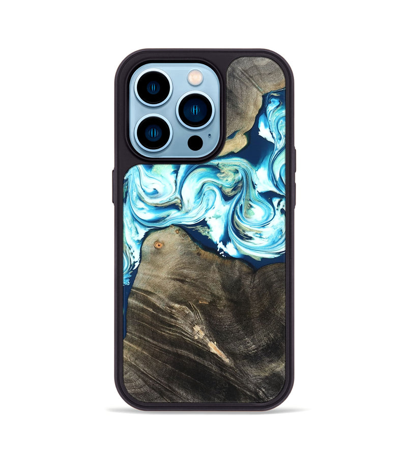 iPhone 14 Pro Wood Phone Case - Tayler (Blue, 822026)