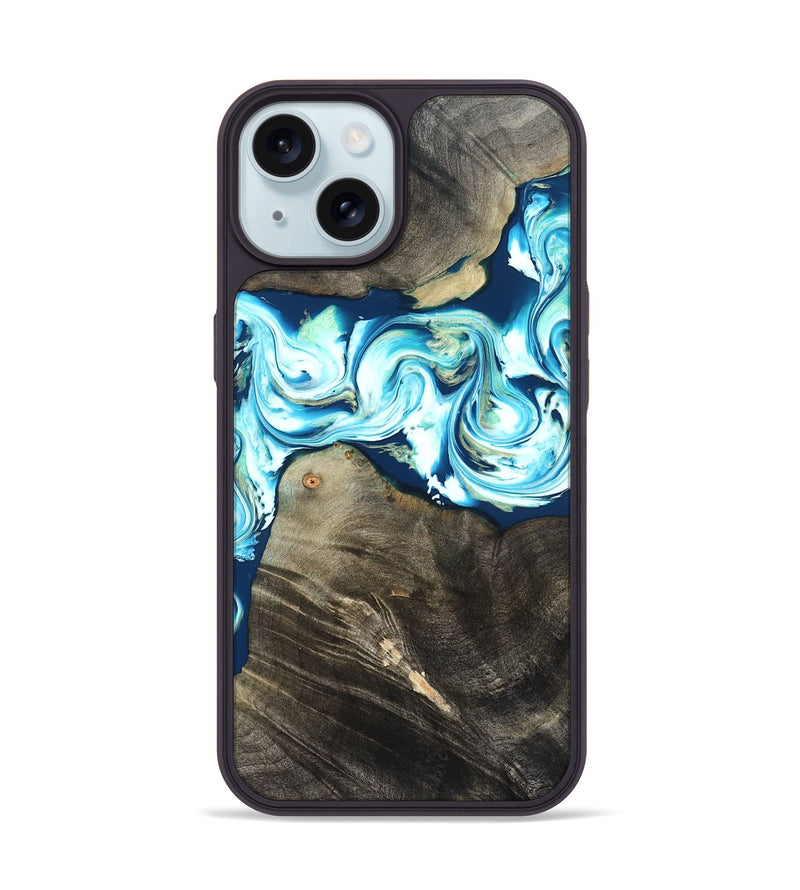 iPhone 15 Wood Phone Case - Tayler (Blue, 822026)