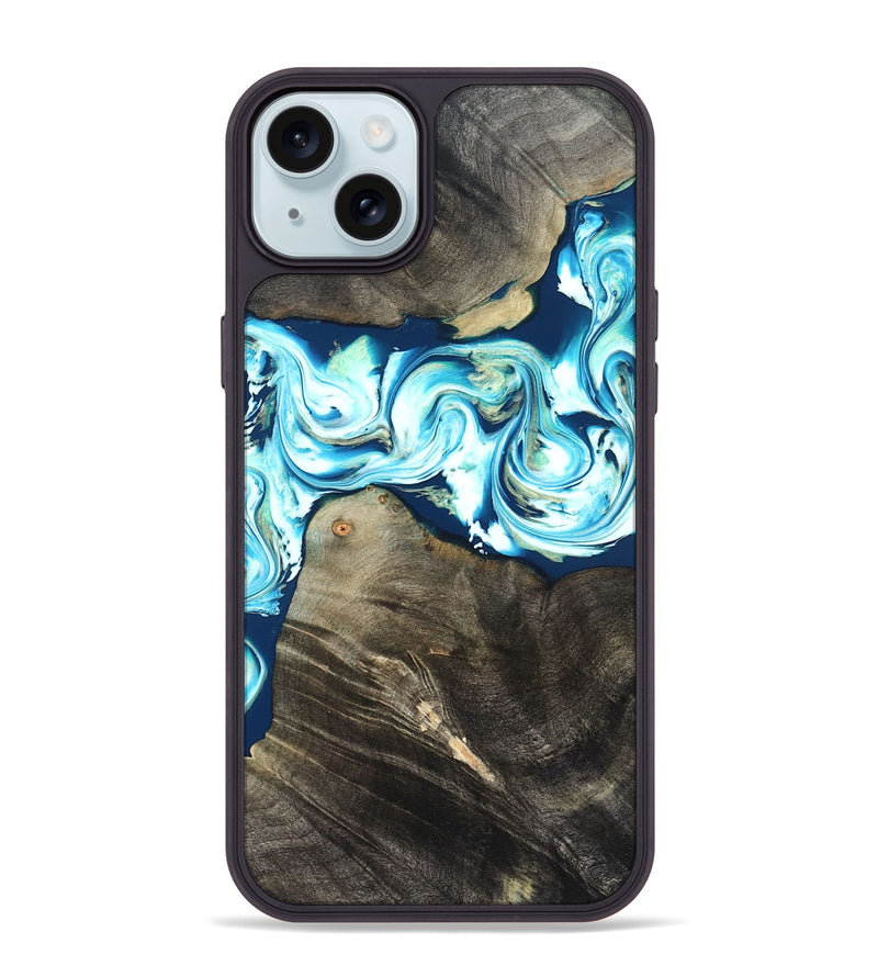 iPhone 15 Plus Wood Phone Case - Tayler (Blue, 822026)