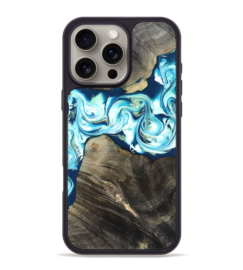 iPhone 16 Pro Max Wood Phone Case - Tayler (Blue, 822026)